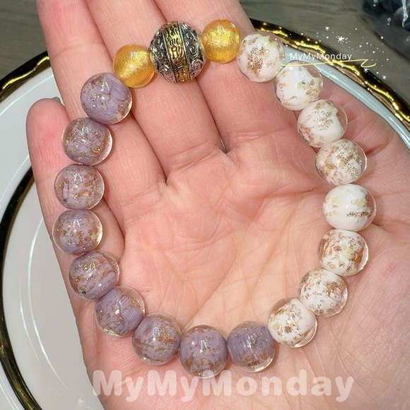 Handmade Jewelry - Incense Ash Liuli Glass Blessing Bracelet 10mm